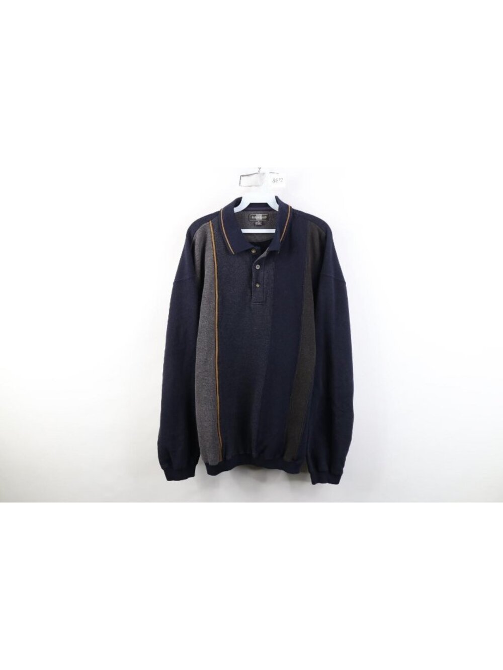 Vintage 90s Streetwear Mens XL Striped Color Block Collared Pullover Sweatshirt